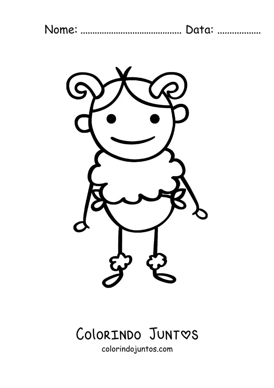 Desenho para colorir de caricatura de um personagem do signo de Áries