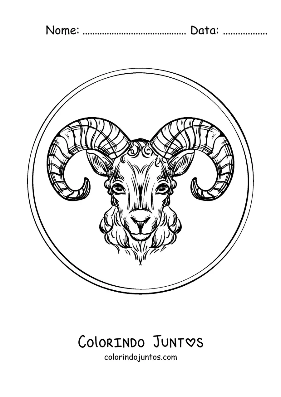 Desenho para colorir de carneiro do signo de Áries realista