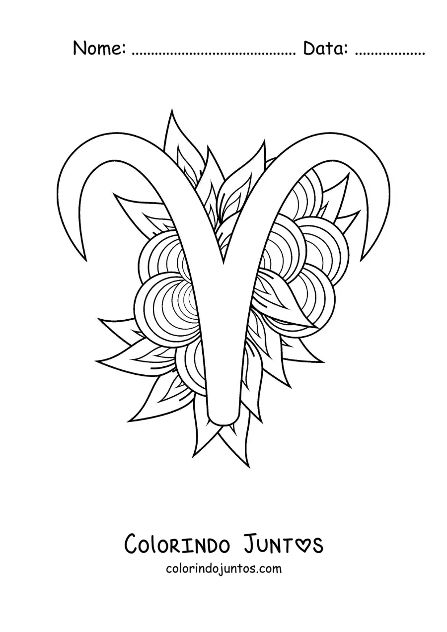 Desenho para colorir de símbolo do signo de Áries