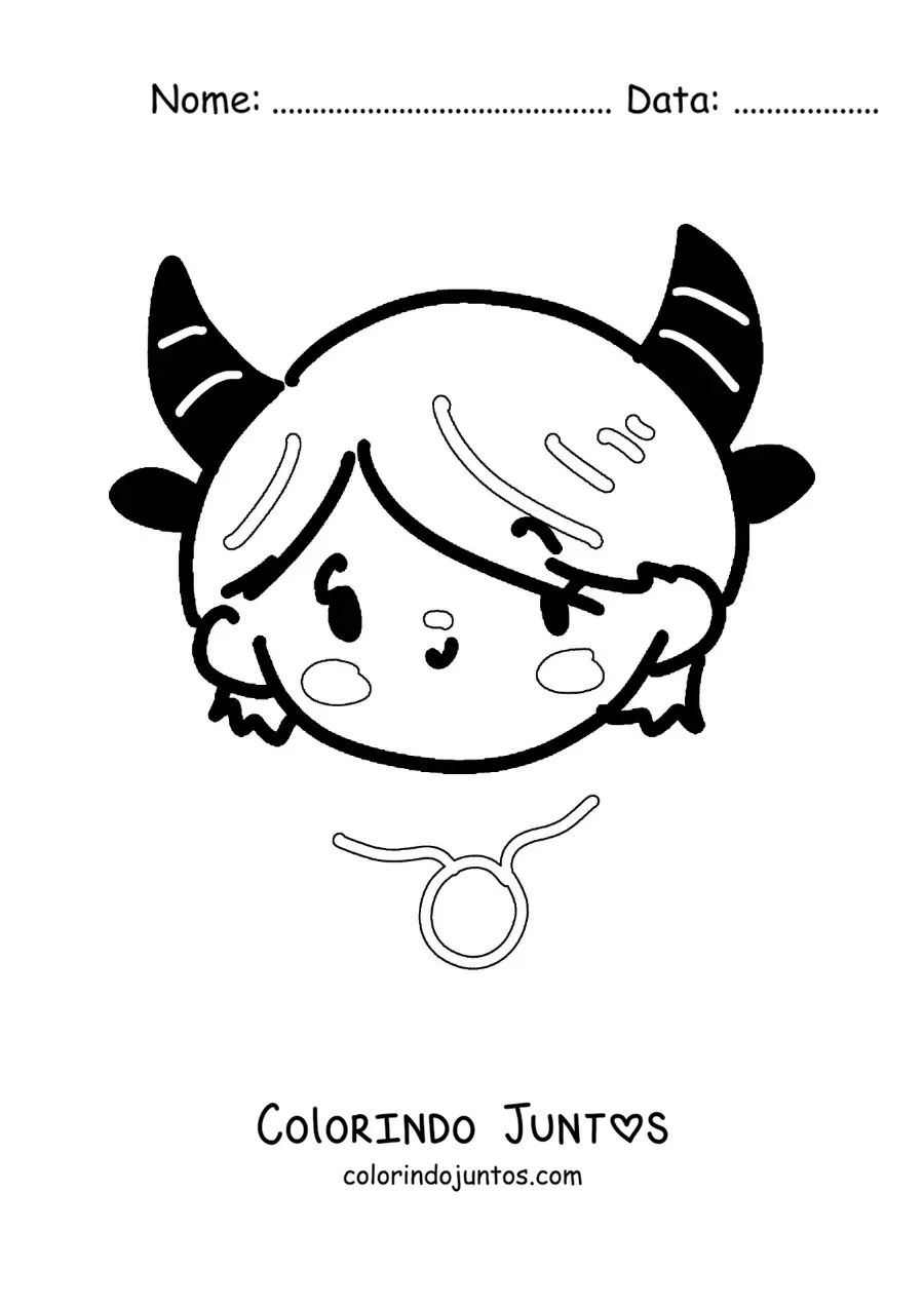 Desenho para colorir de menina do signo de Touro kawaii