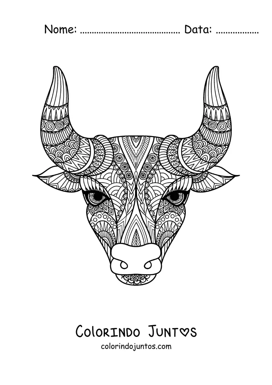 Desenho para colorir de mandala do signo de Touro