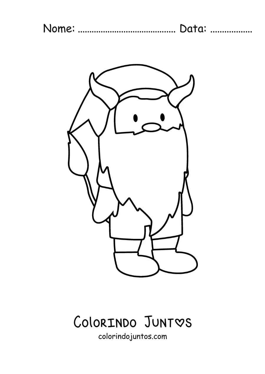 Desenho para colorir de gnomo do signo de Touro animado kawaii