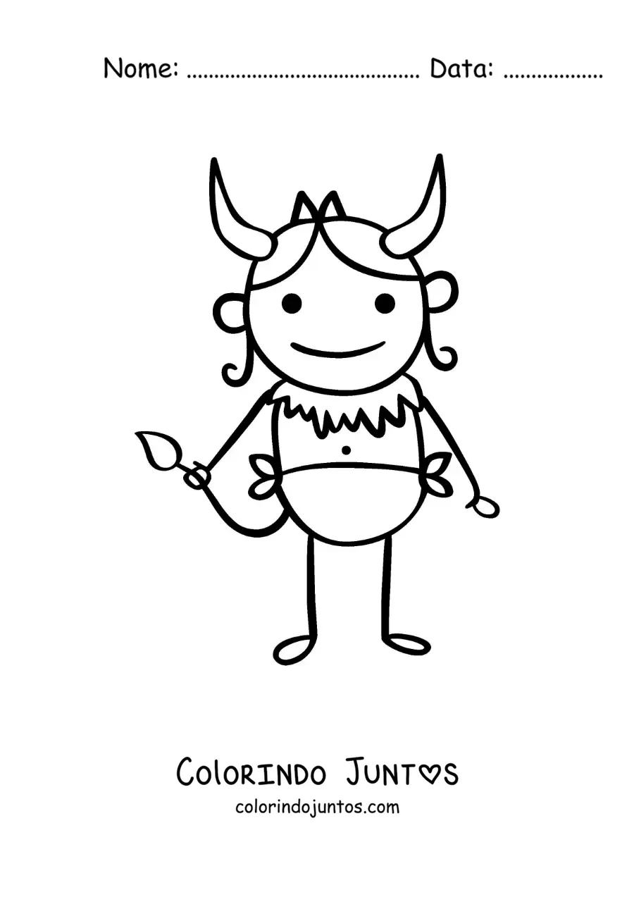 Desenho para colorir de caricatura de um personagem do signo de Touro