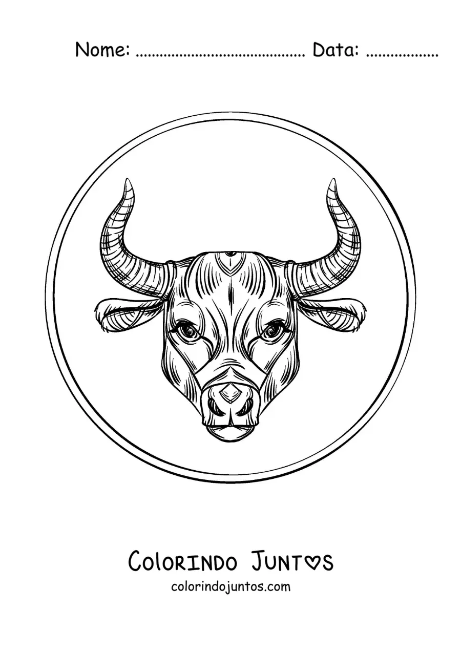 Desenho para colorir de touro do signo de Touro realista