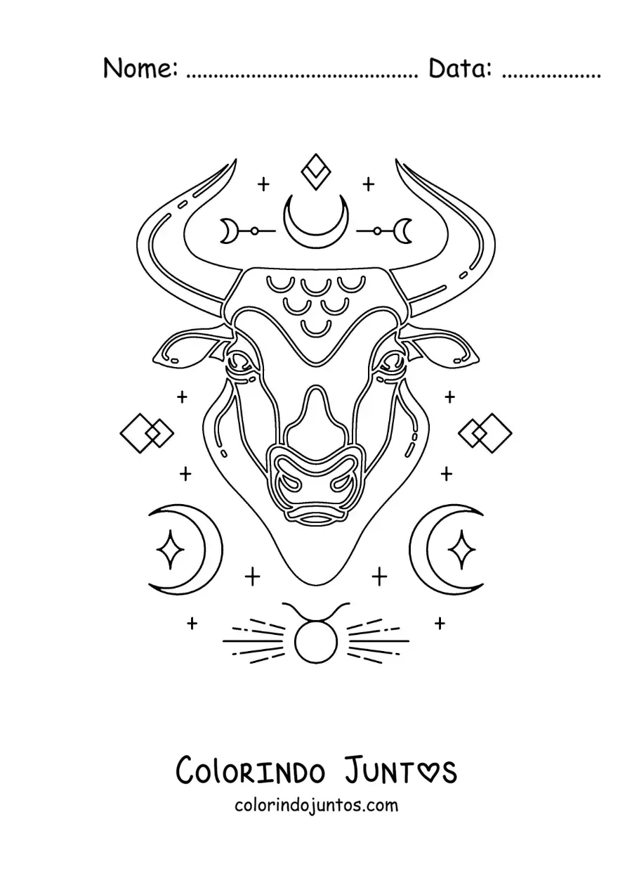 Desenho para colorir de símbolos de Touro o signo do zodíaco