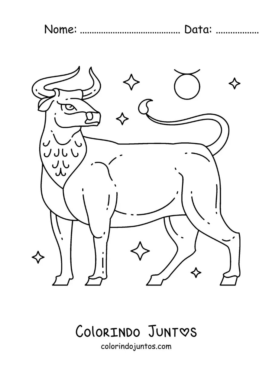 Desenho para colorir do touro do signo de Touro e seu símbolo