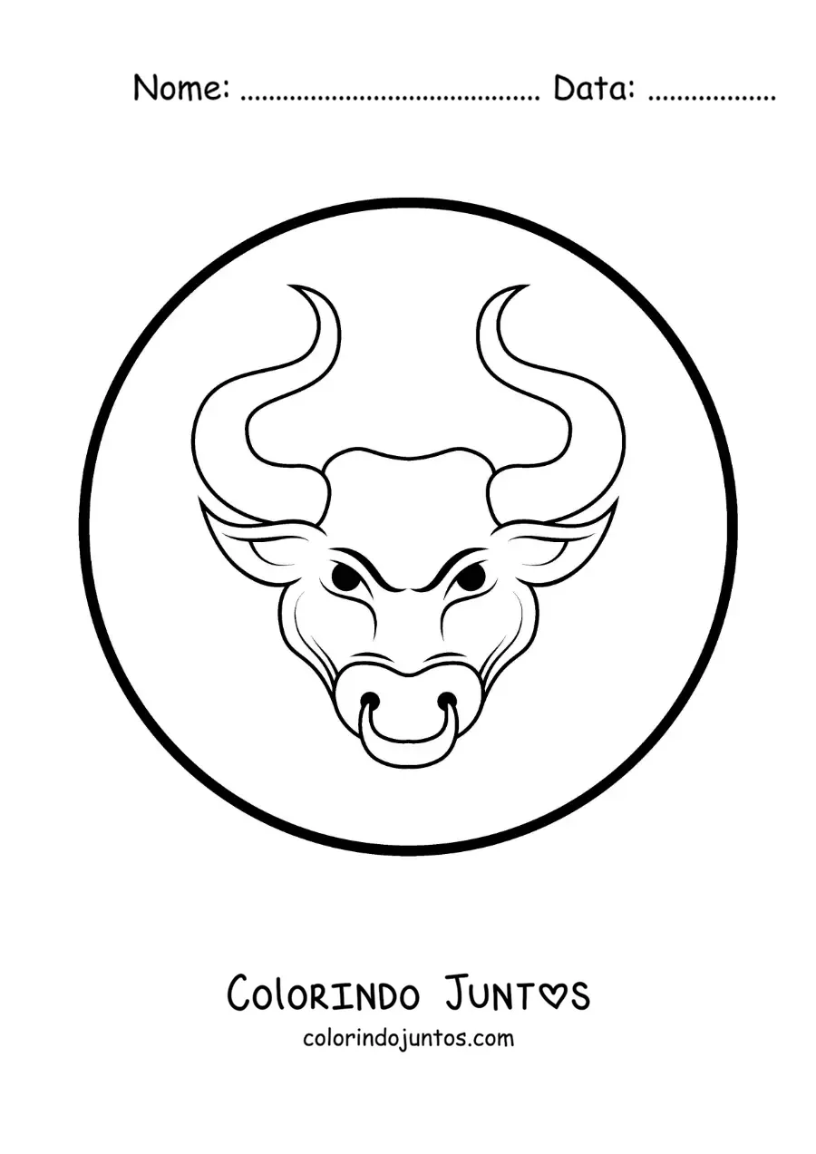 Desenho para colorir de touro do signo de Touro animado fácil