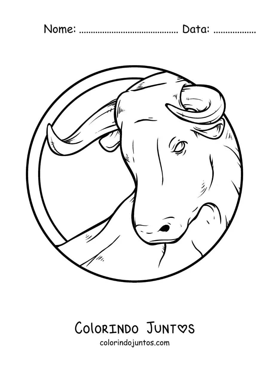 Desenho para colorir do touro do signo do zodíaco de Touro realista e grande