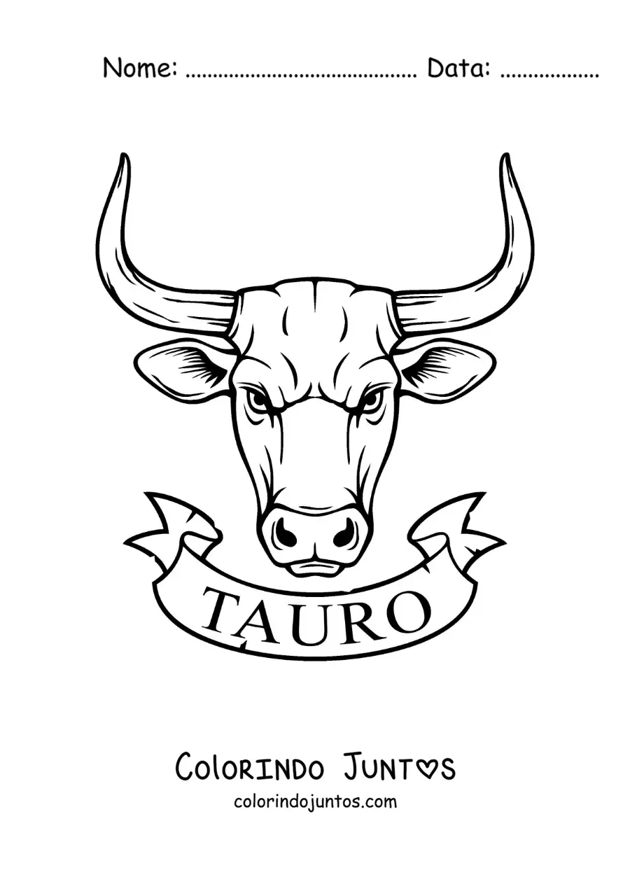 Desenho para colorir de touro de Touro com o nome do signo