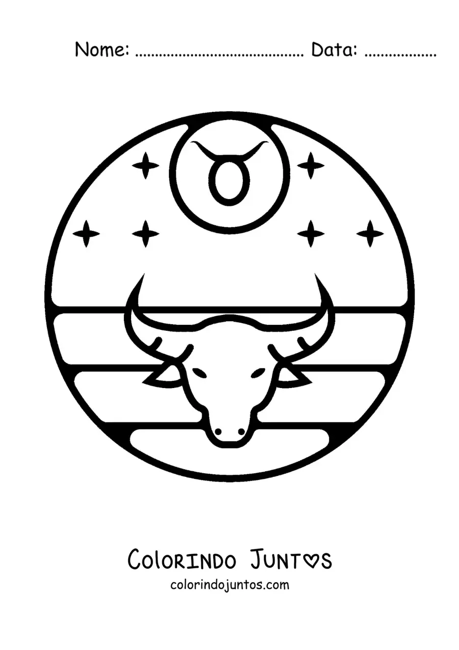 Desenho para colorir de touro de Touro com o símbolo do signo