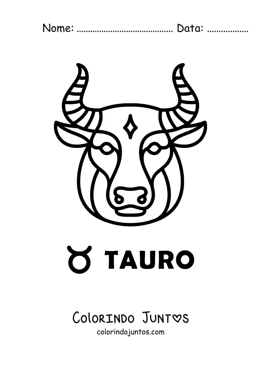 Desenho para colorir de touro de Touro fácil com o símbolo do signo