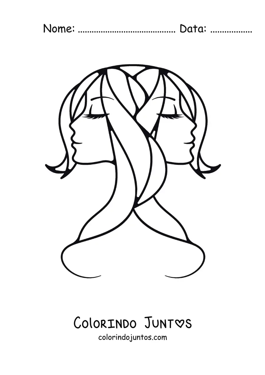 Desenho para colorir de rosto das gêmeas de Gêmeos