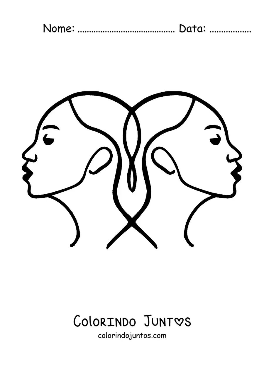 Desenho para colorir do signo de Gêmeos fácil