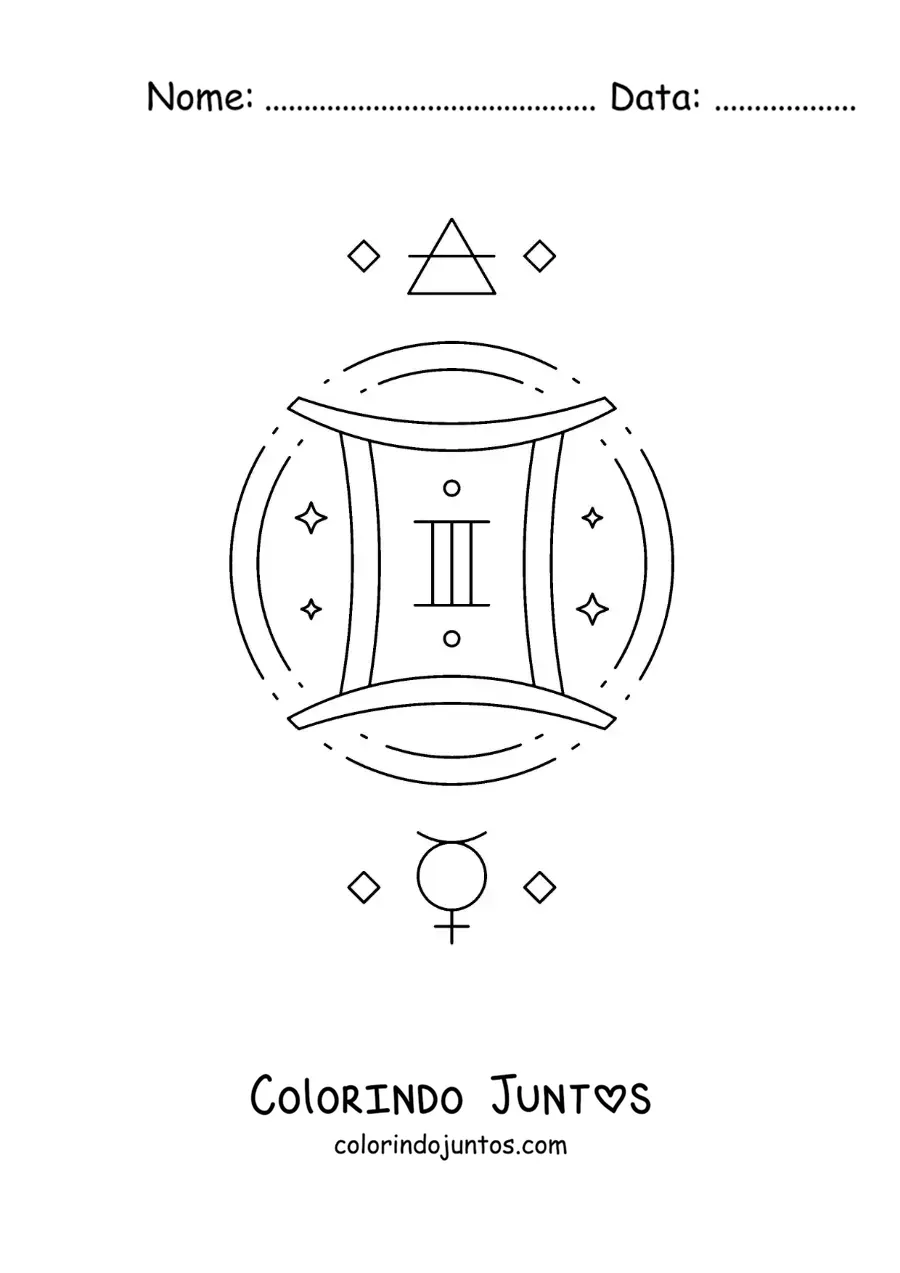 Desenho para colorir do símbolo de Gêmeos
