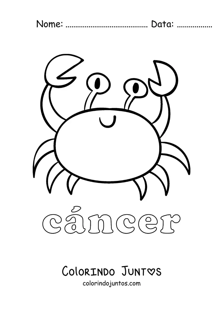 Desenho para colorir de caranguejo do signo de Câncer animado