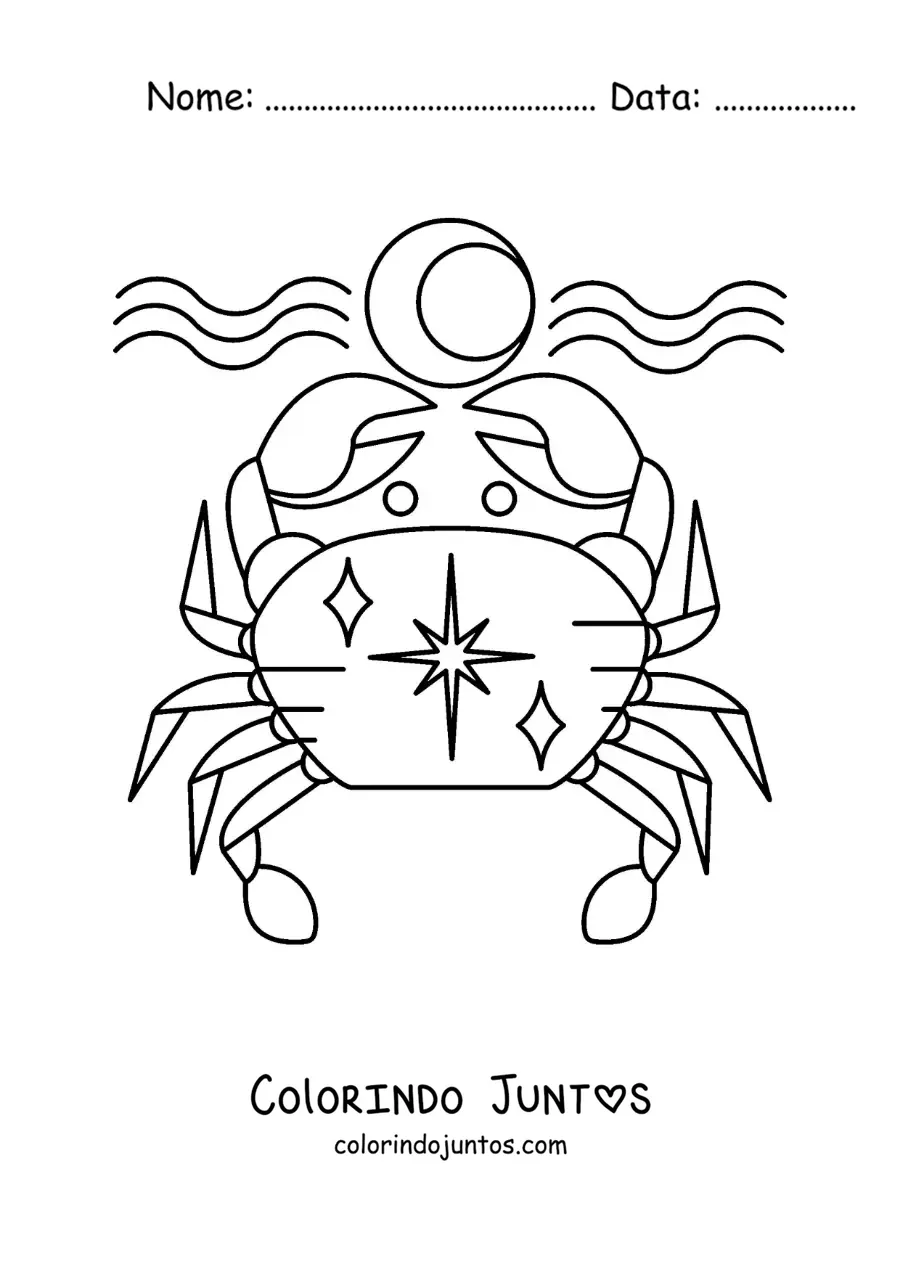 Desenho para colorir de caranguejo do signo do zodíaco de Câncer