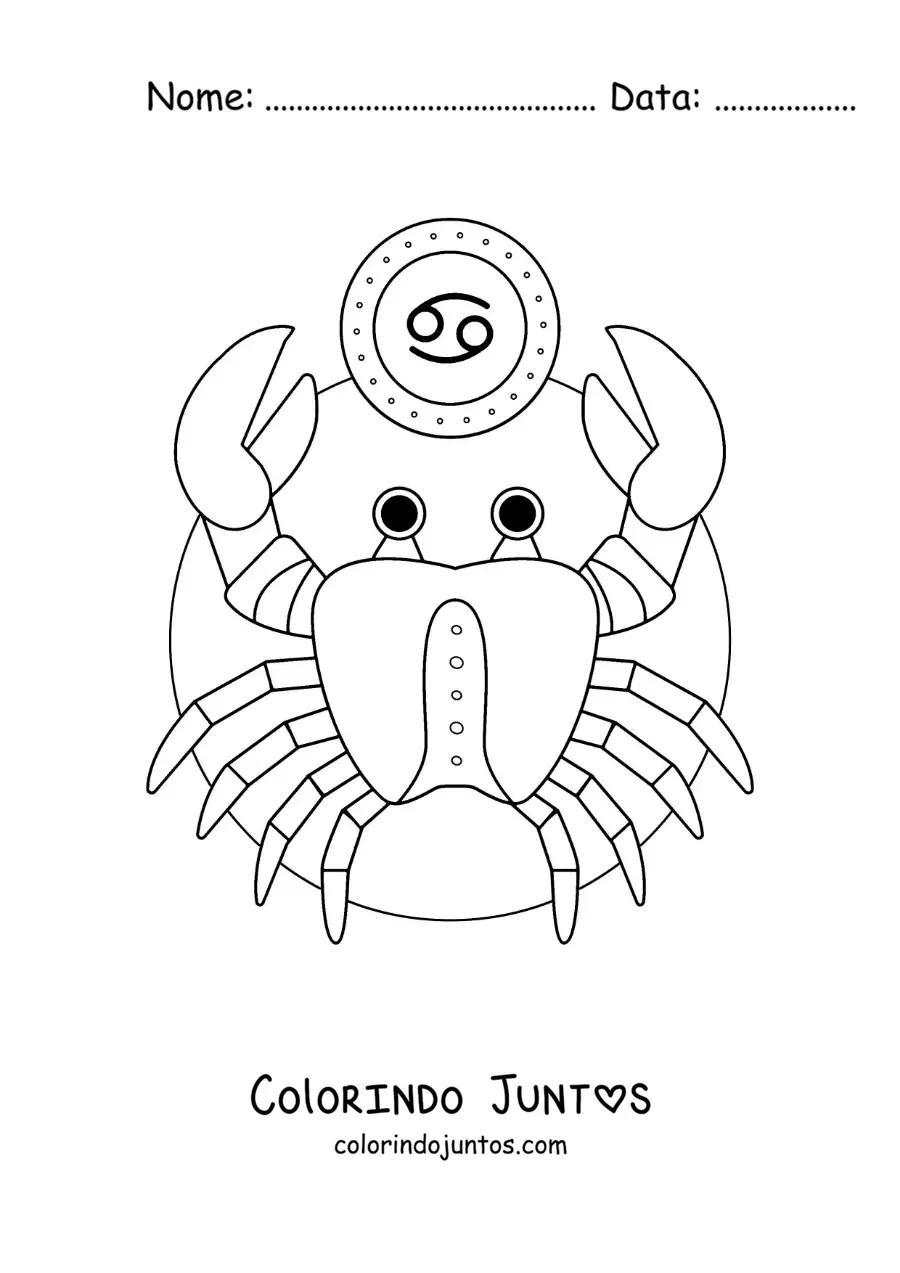Desenho para colorir do signo do zodíaco de Câncer animado