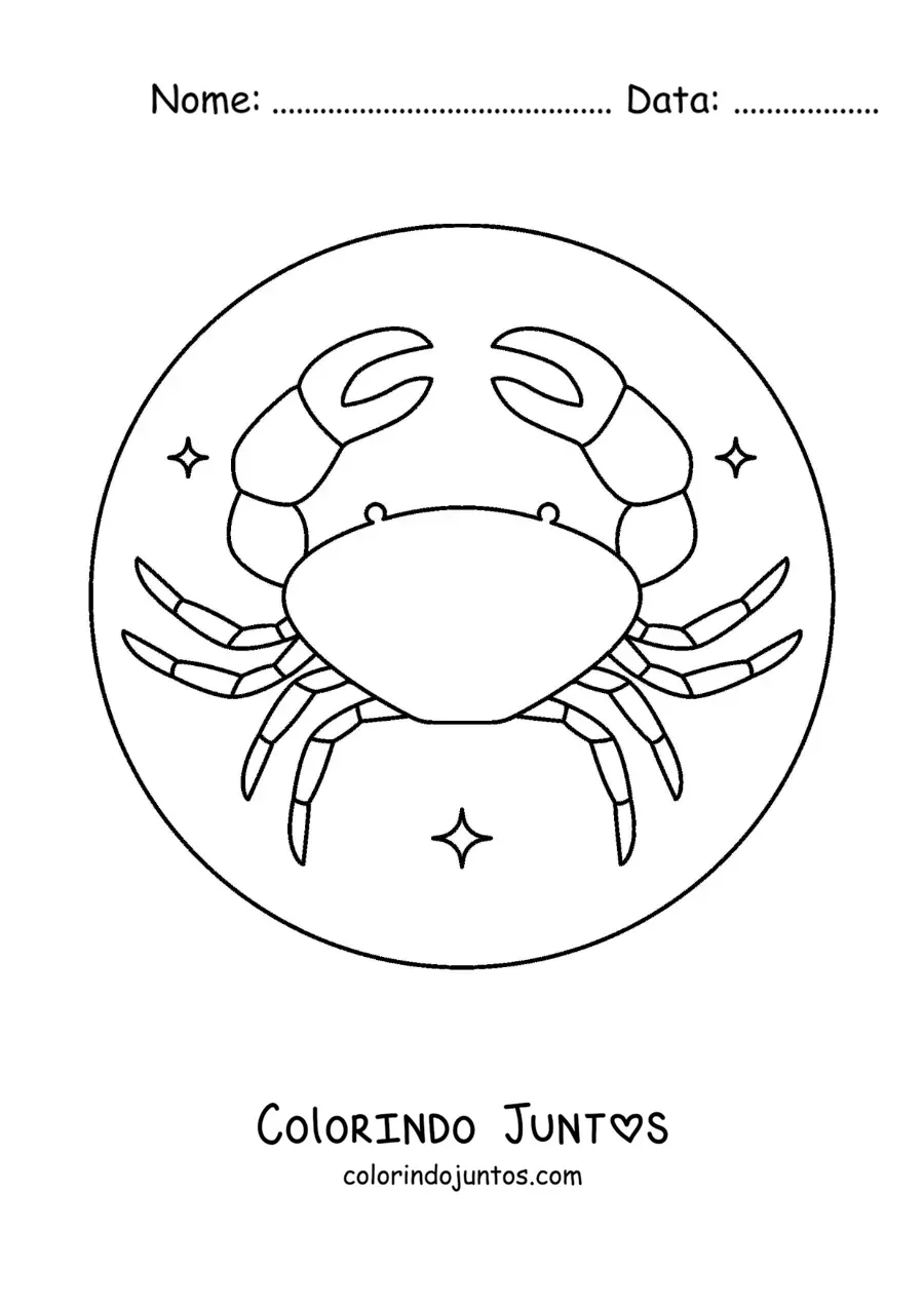 Desenho para colorir de caranguejo do signo de Câncer fácil