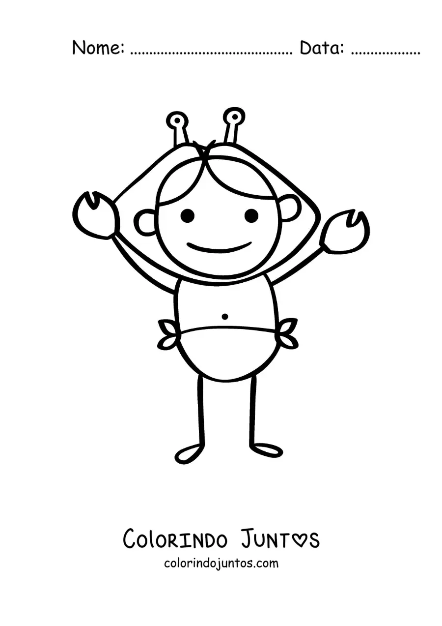 Desenho para colorir de caricatura de um personagem do signo de Câncer