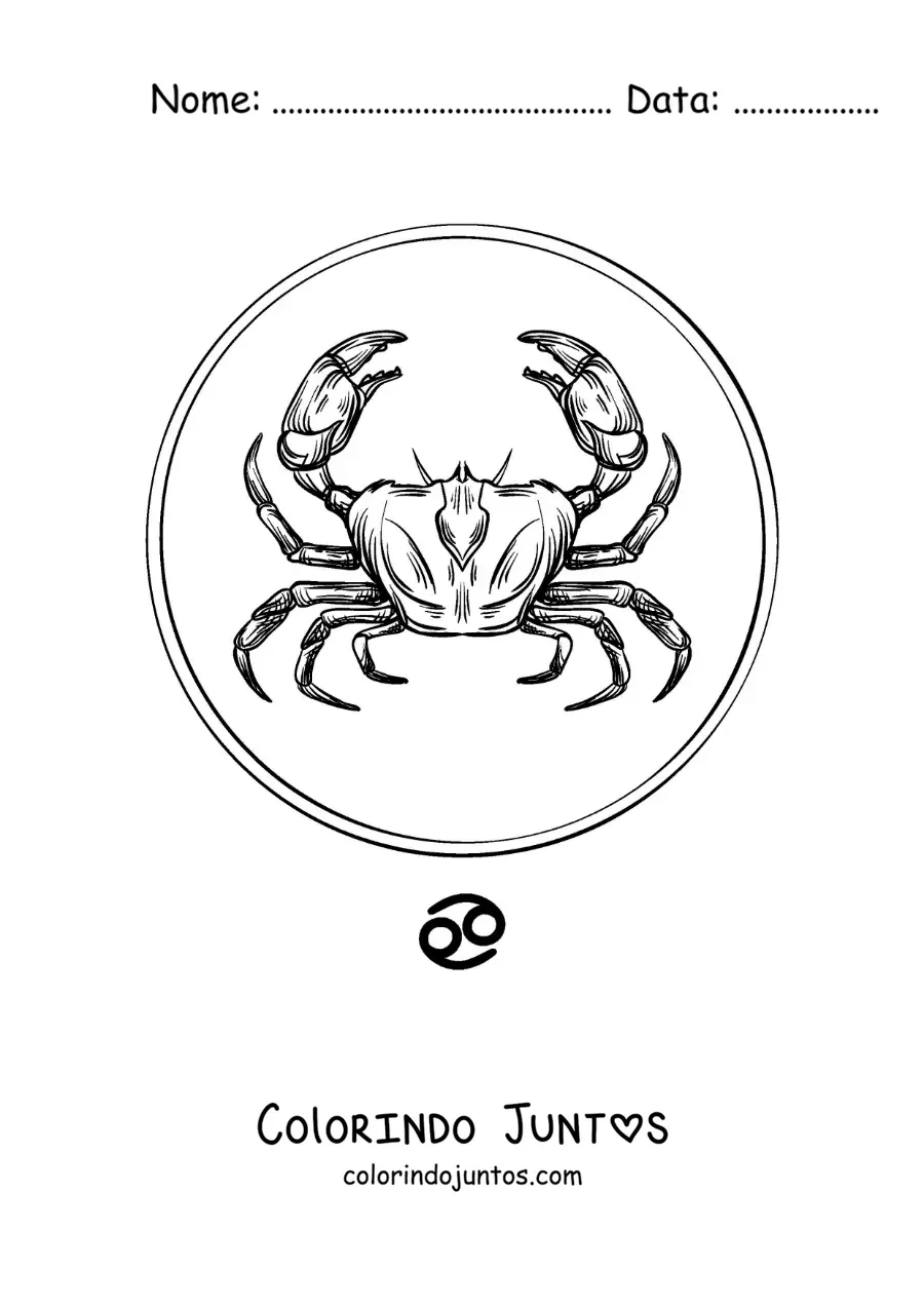 Desenho para colorir de caranguejo realista do signo de Câncer