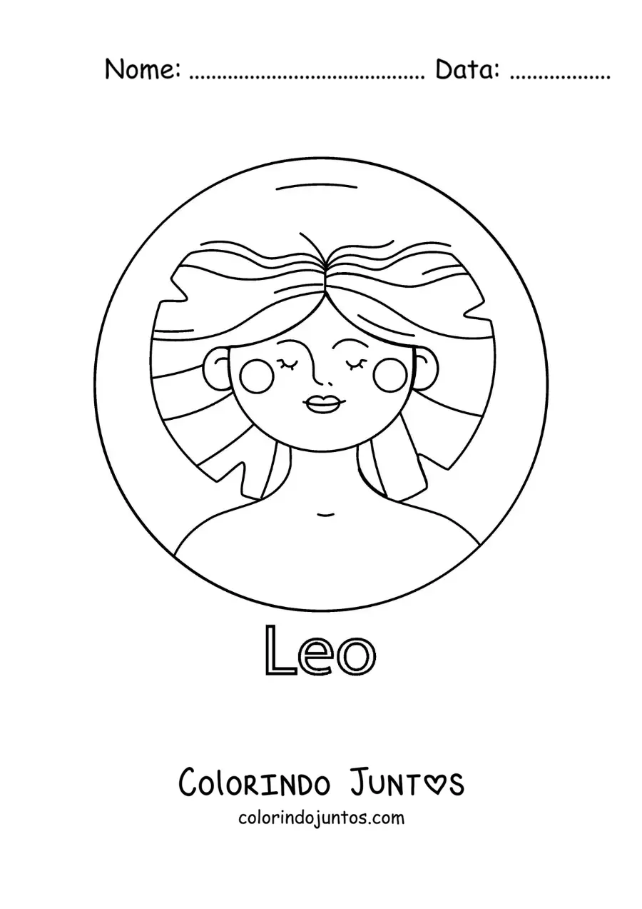 Desenho para colorir de mulher do signo de Leão