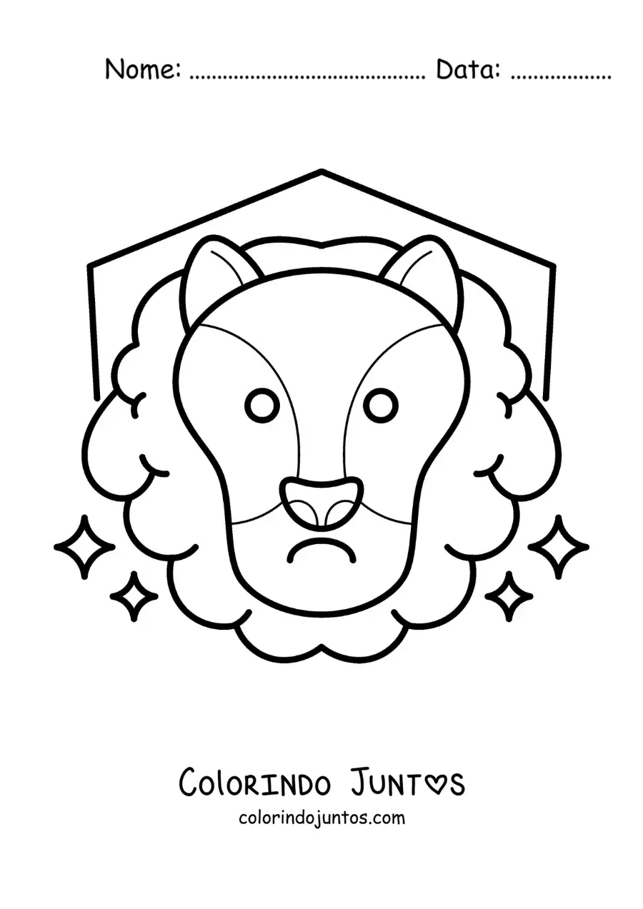 Desenho para colorir de signo do zodíaco Leão animado fácil