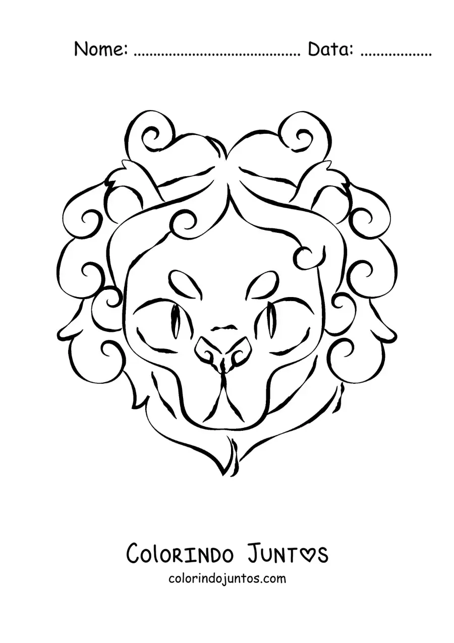 Desenho para colorir de cabeça do leão do signo de Leão animado