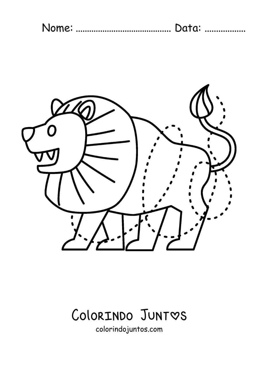 Desenho para colorir do leão do signo de Leão fácil