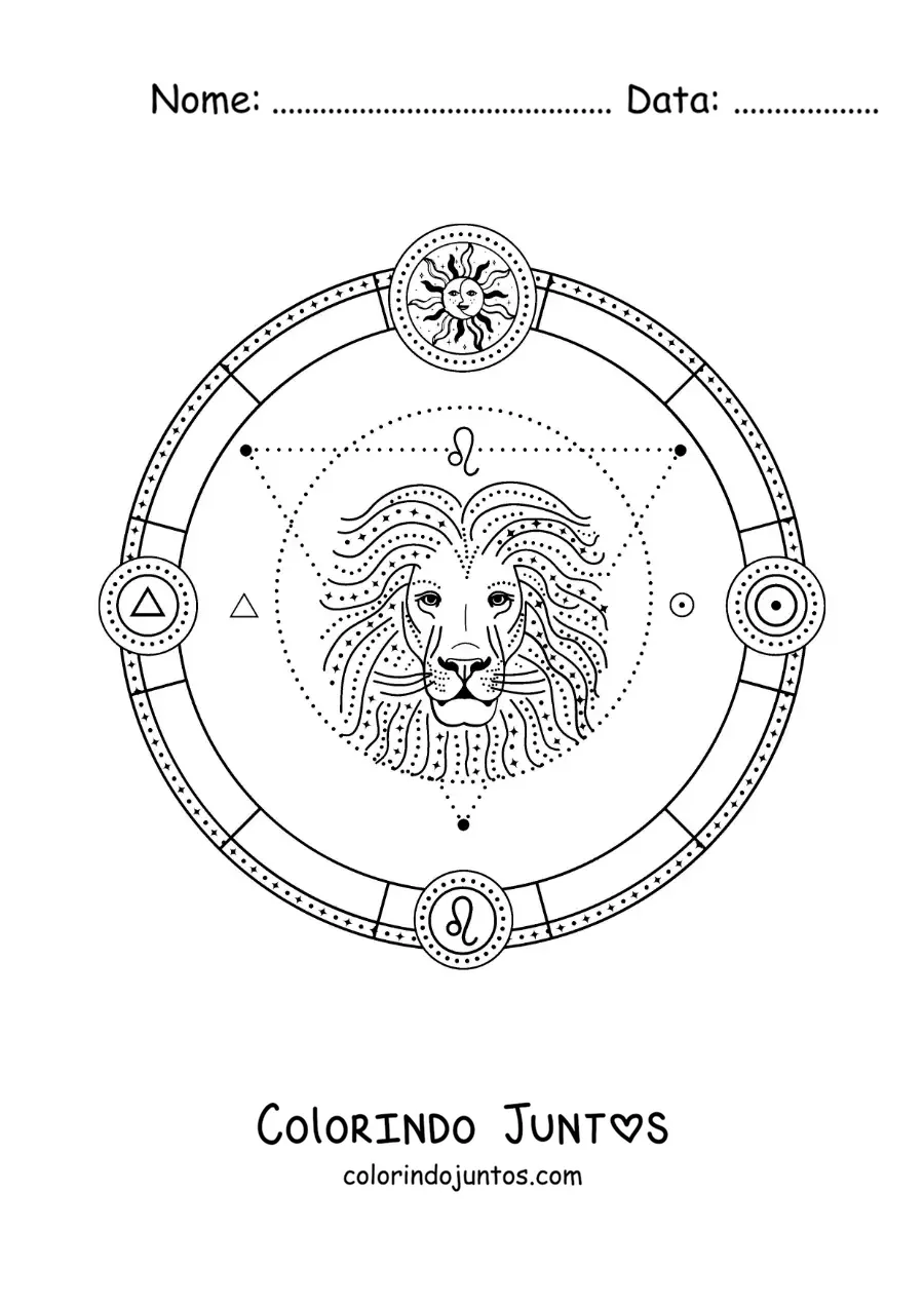 Desenho para colorir de símbolos do signo do zodíaco Leão
