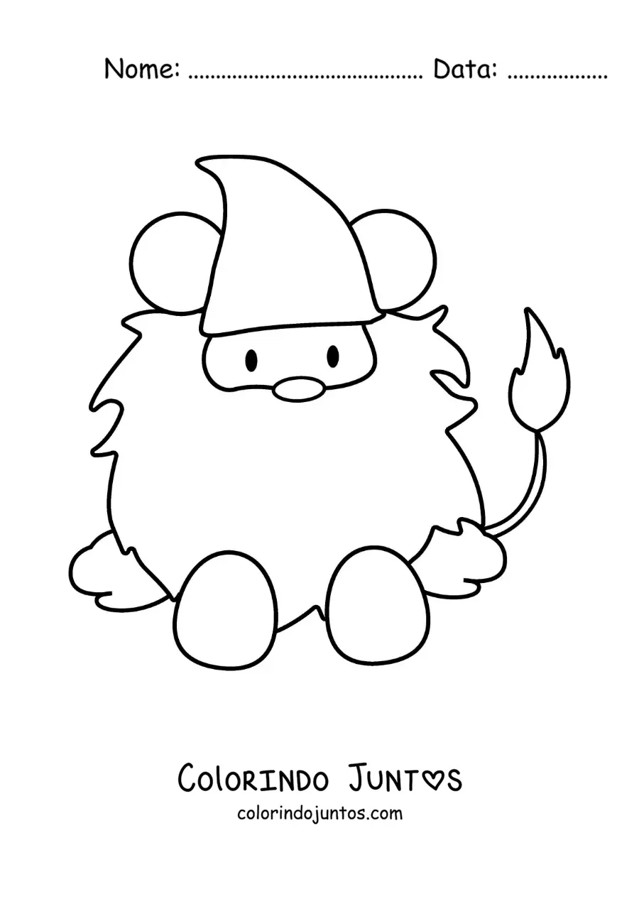 Desenho para colorir de gnomo do signo de Leão kawaii animado