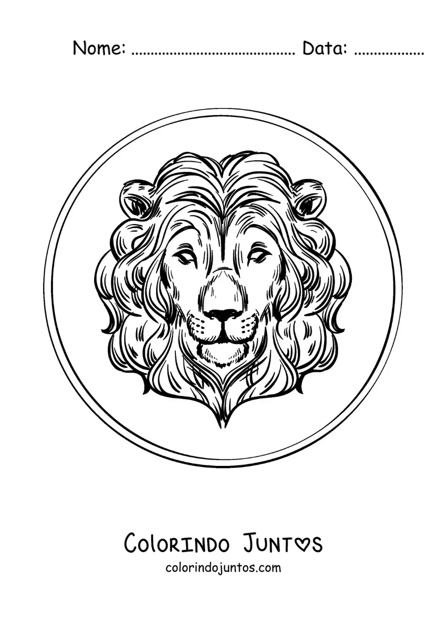 Desenho para colorir de leão do signo de Leão realista