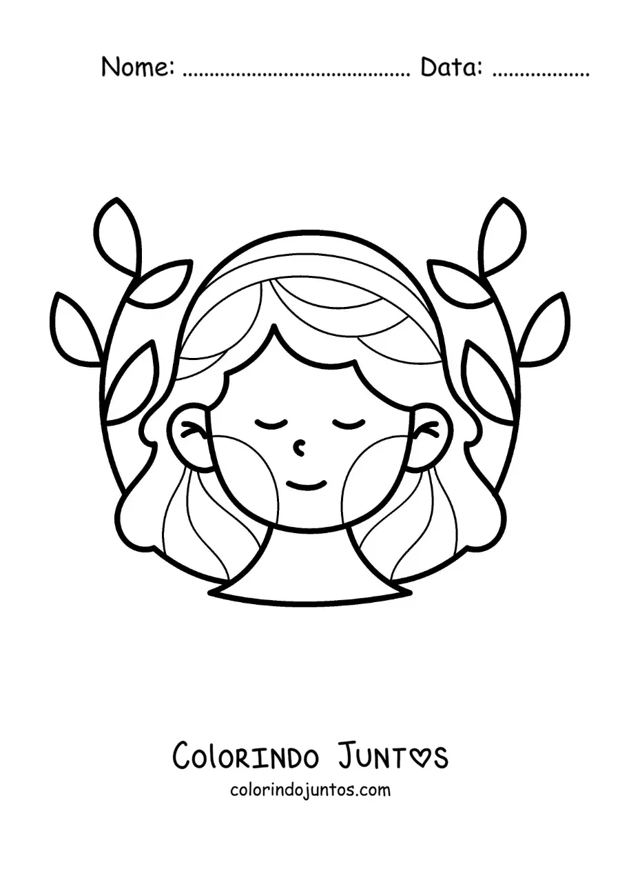 Desenho para colorir de mulher do signo de Virgem animada com plantas