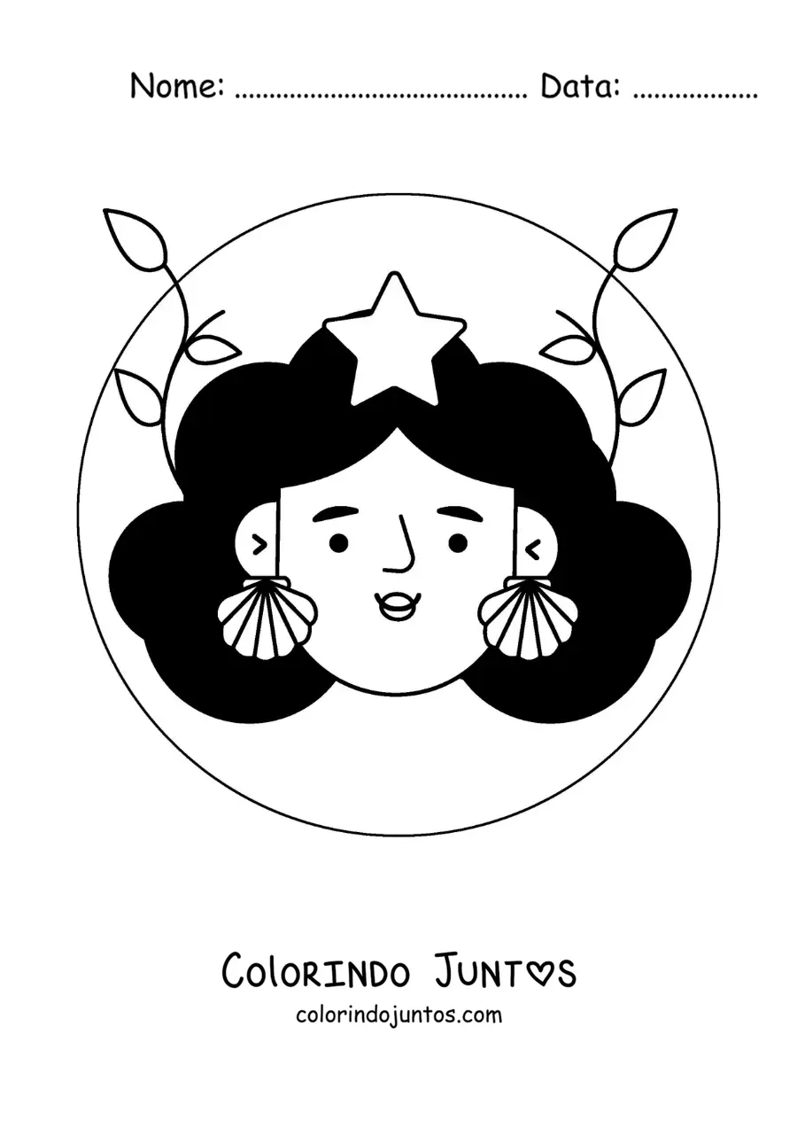 Desenho para colorir de menina do signo do zodíaco Virgem animada