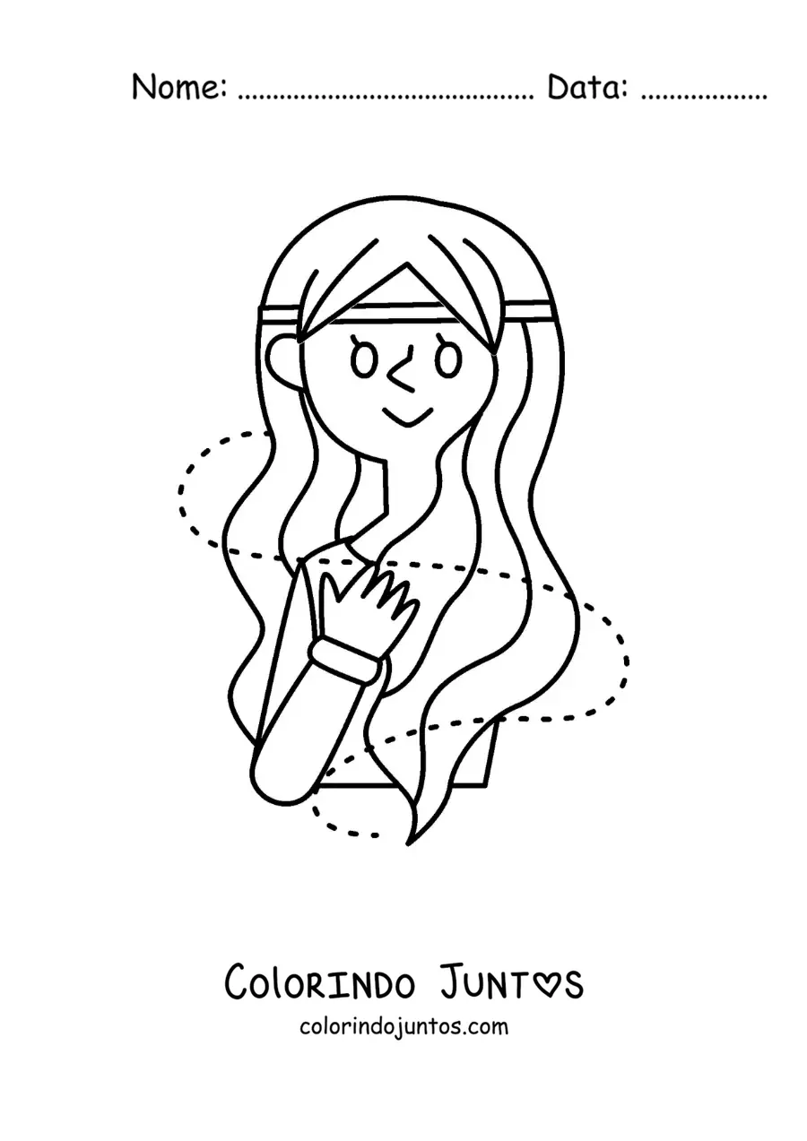 Desenho para colorir de menina do signo do zodíaco Virgem fácil