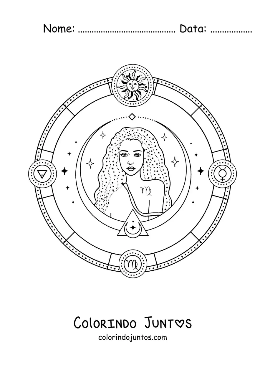 Desenho para colorir de símbolos do signo de Virgem