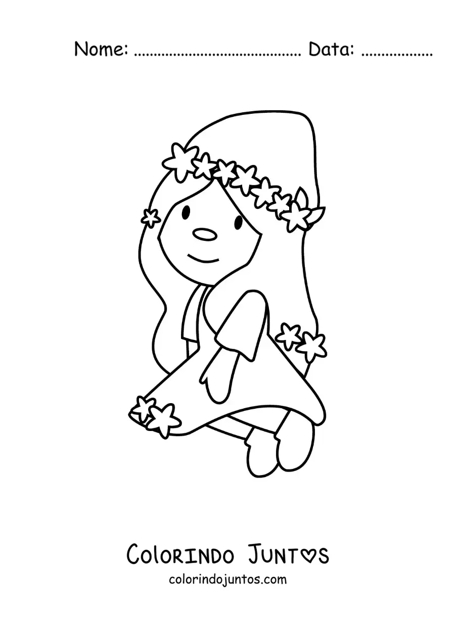 Desenho para colorir de gnomo animado kawaii do signo de Virgem
