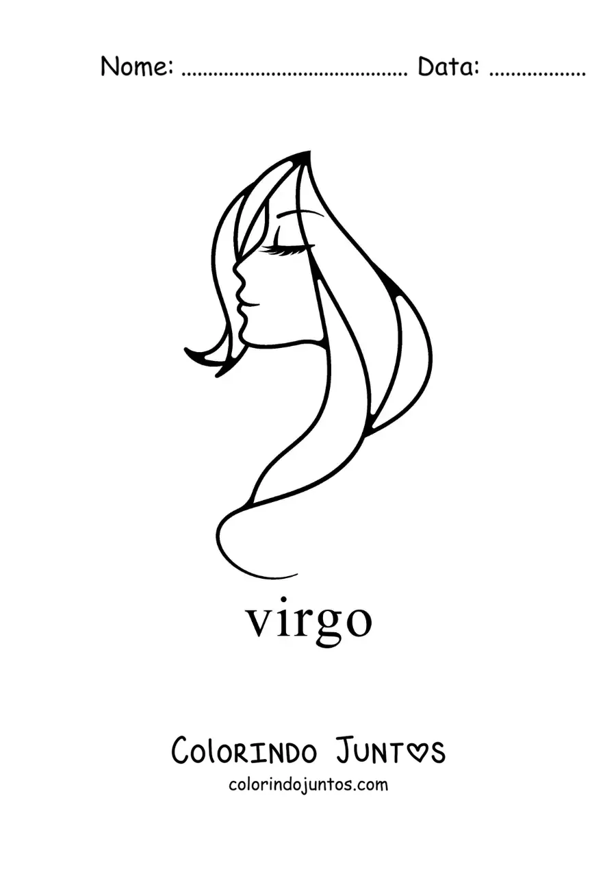 Desenho para colorir do signo de Virgem fácil