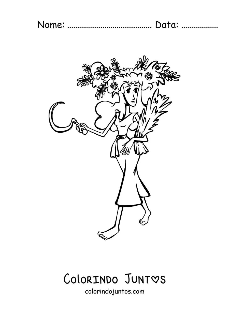 Desenho para colorir de caricatura de uma mulher do signo de Virgem