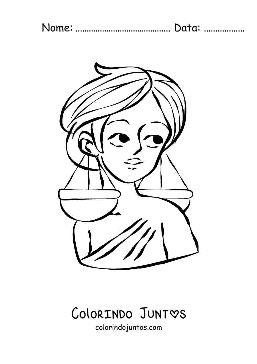 Desenho para colorir de mulher animada do signo de Libra