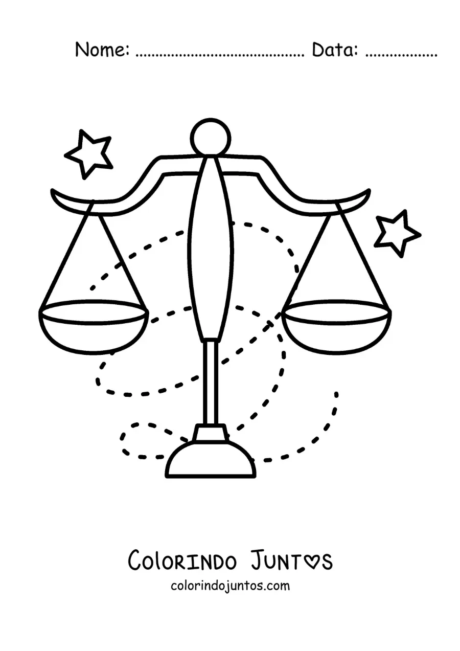 Desenho para colorir de símbolo do signo de Libra fácil para crianças