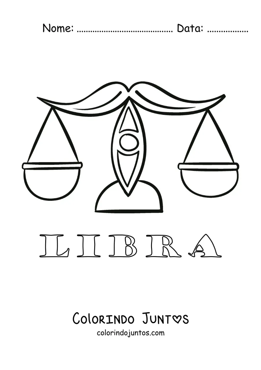 Desenho para colorir de balança do signo de Libra com seu nome