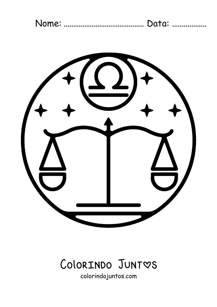 Desenho para colorir de balança do signo de Libra fácil