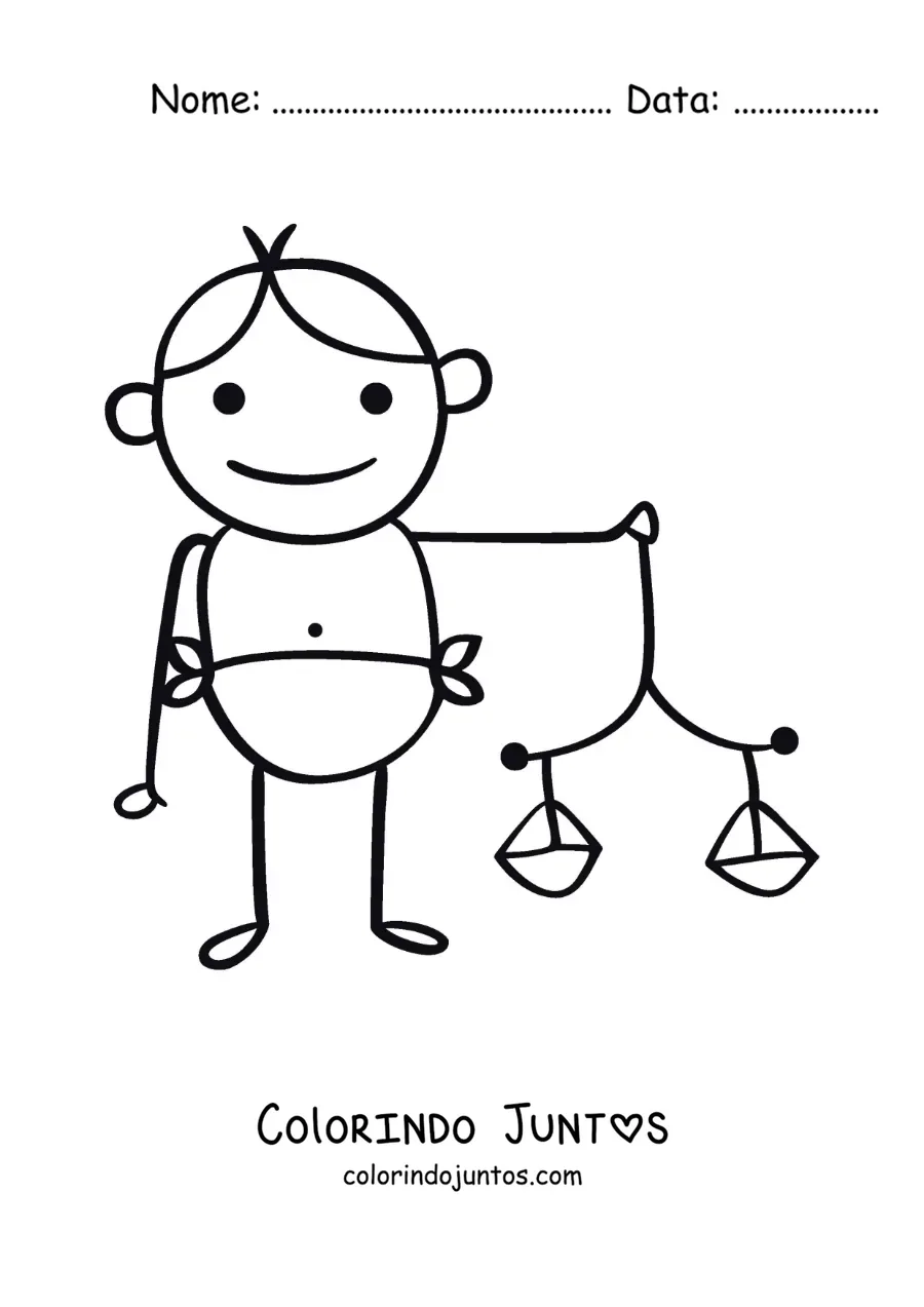 Desenho para colorir de caricatura infantil da mitologia do signo de Libra