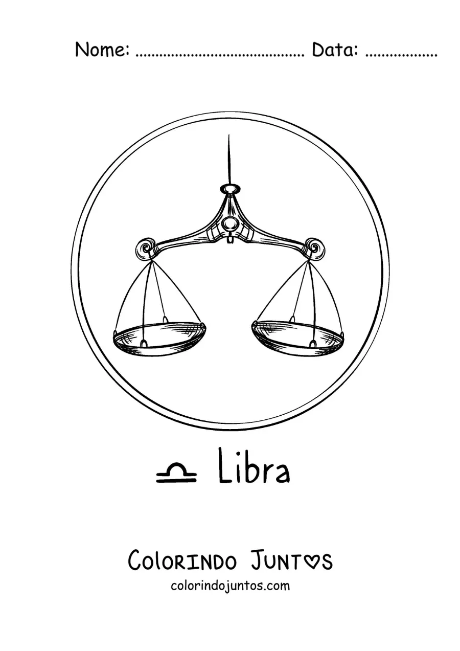 Desenho para colorir de balança realista do signo do zodíaco Libra