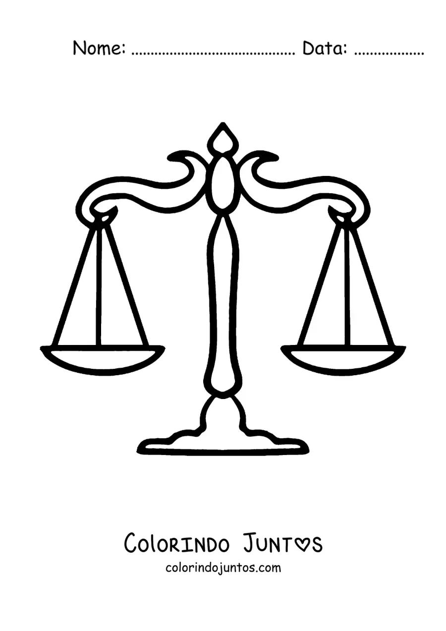 Desenho para colorir de balança da justiça fácil