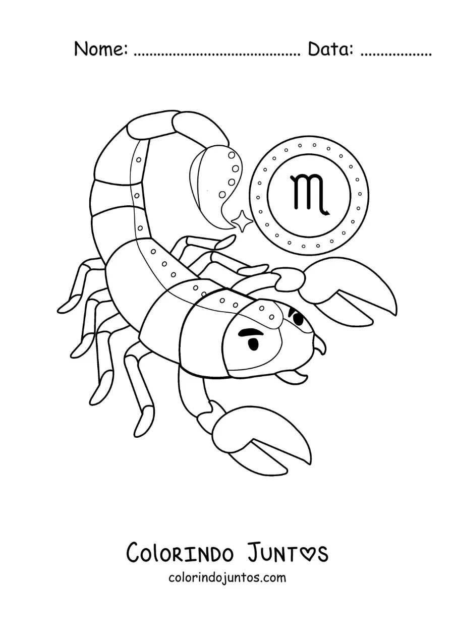 Desenho para colorir de escorpião animado infantil do signo de Escorpião