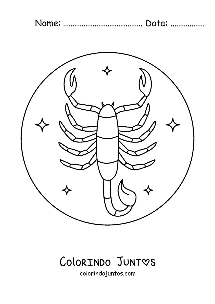 Desenho para colorir de escorpião de Escorpião com estrelas