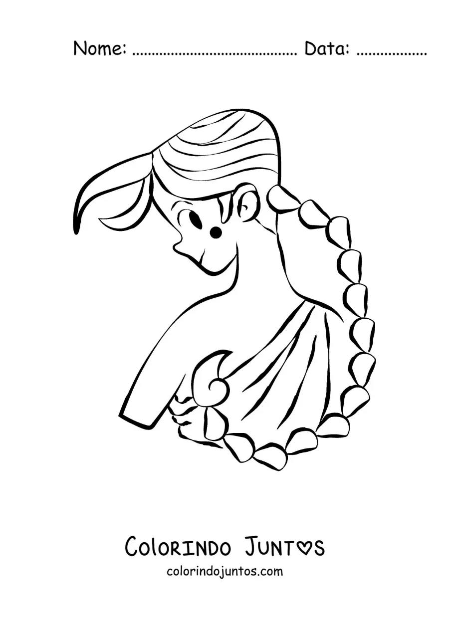 Desenho para colorir de uma garota animada do signo de Escorpião