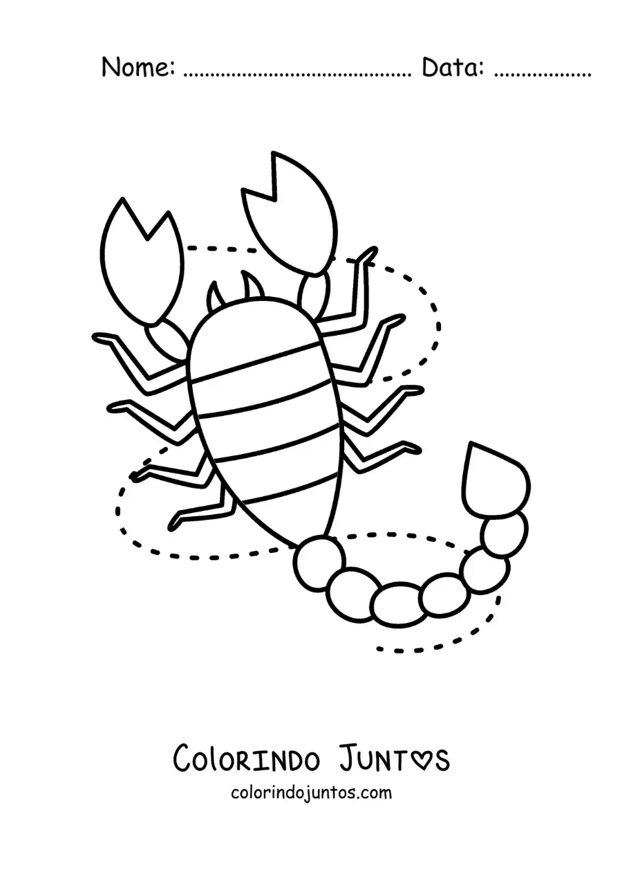 Desenho para colorir do signo de Escorpião animado fácil
