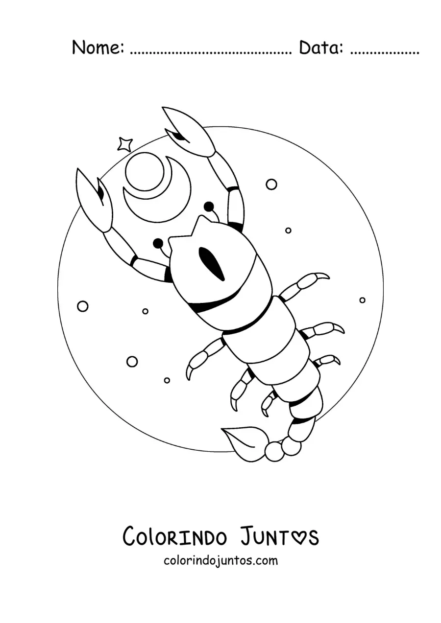Desenho para colorir de escorpião animado do signo do zodíaco